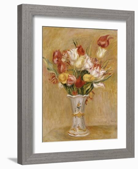 Tulips in a White Vase-Pierre-Auguste Renoir-Framed Giclee Print