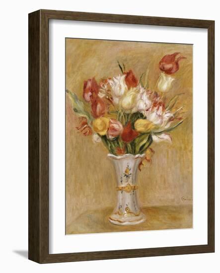 Tulips in a White Vase-Pierre-Auguste Renoir-Framed Giclee Print
