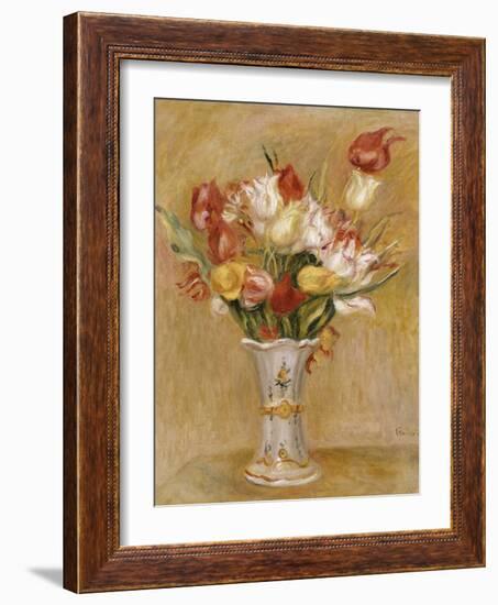 Tulips in a White Vase-Pierre-Auguste Renoir-Framed Giclee Print