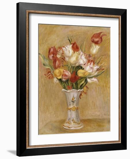 Tulips in a White Vase-Pierre-Auguste Renoir-Framed Giclee Print