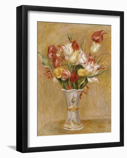 Tulips in a White Vase-Pierre-Auguste Renoir-Framed Giclee Print