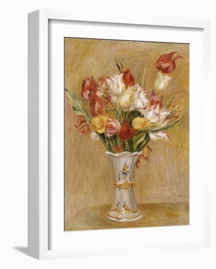 Tulips in a White Vase-Pierre-Auguste Renoir-Framed Giclee Print