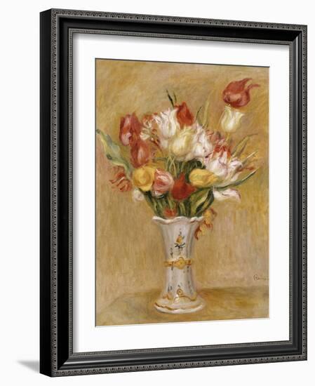 Tulips in a White Vase-Pierre-Auguste Renoir-Framed Giclee Print