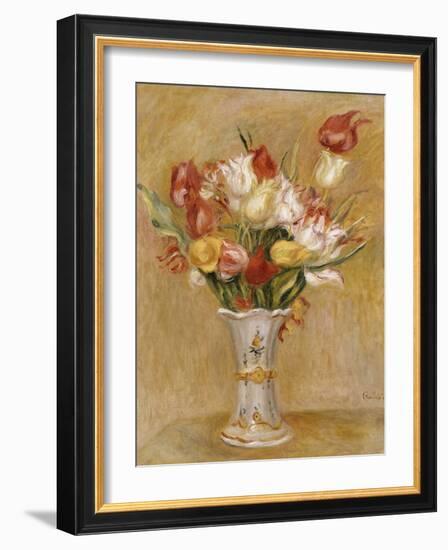 Tulips in a White Vase-Pierre-Auguste Renoir-Framed Giclee Print