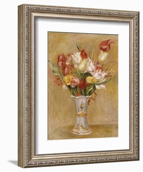 Tulips in a White Vase-Pierre-Auguste Renoir-Framed Giclee Print