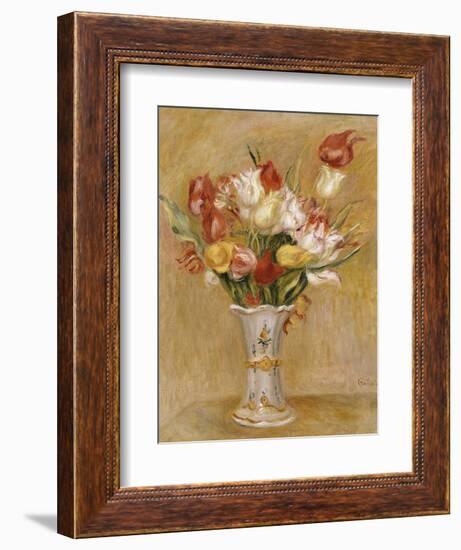 Tulips in a White Vase-Pierre-Auguste Renoir-Framed Giclee Print