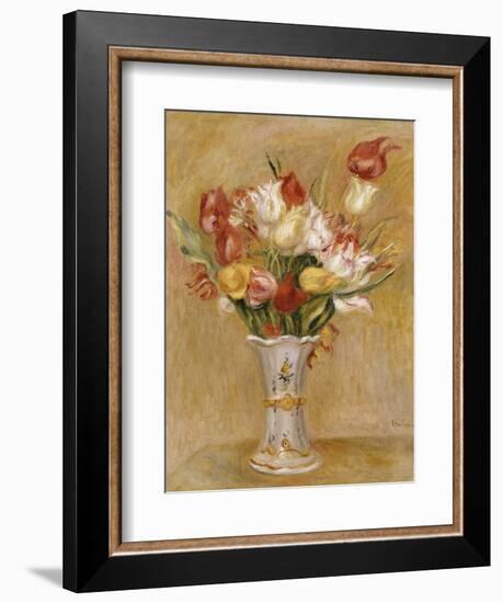 Tulips in a White Vase-Pierre-Auguste Renoir-Framed Giclee Print