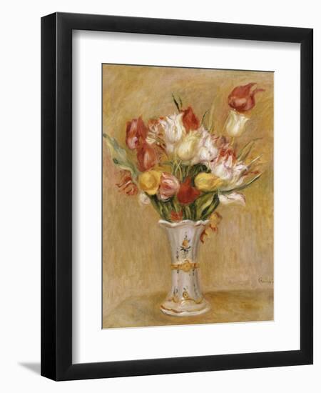 Tulips in a White Vase-Pierre-Auguste Renoir-Framed Giclee Print