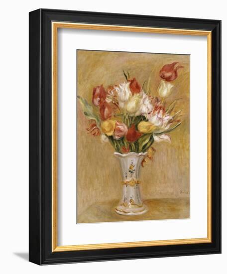 Tulips in a White Vase-Pierre-Auguste Renoir-Framed Giclee Print