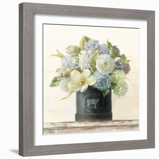 Tulips in Hatbox Shiplap-Danhui Nai-Framed Art Print