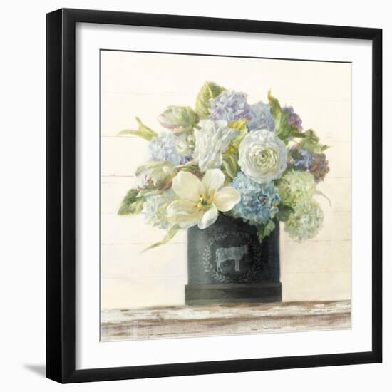 Tulips in Hatbox Shiplap-Danhui Nai-Framed Art Print