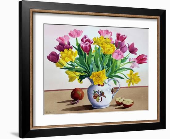 Tulips in Jug with Apples-Christopher Ryland-Framed Giclee Print