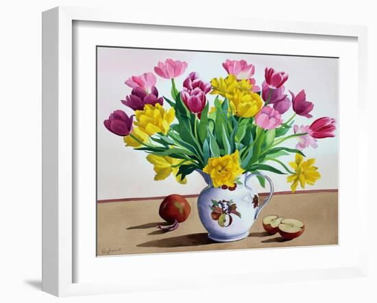 Tulips in Jug with Apples-Christopher Ryland-Framed Giclee Print