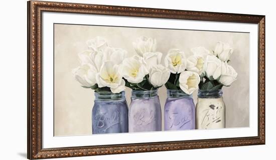 Tulips in Mason Jars (detail)-Jenny Thomlinson-Framed Giclee Print