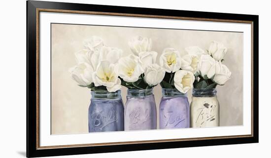 Tulips in Mason Jars (detail)-Jenny Thomlinson-Framed Giclee Print