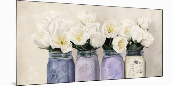 Tulips in Mason Jars (detail)-Jenny Thomlinson-Mounted Giclee Print