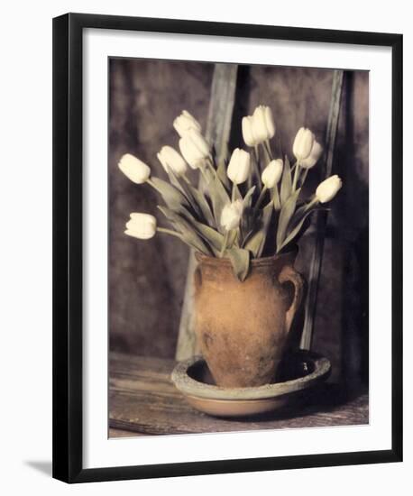 Tulips on Bench-Laurie Eastwood-Framed Art Print