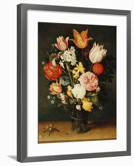 Tulips, Roses and Other Flowers in a Glass Vase-Balthasar van der Ast-Framed Giclee Print