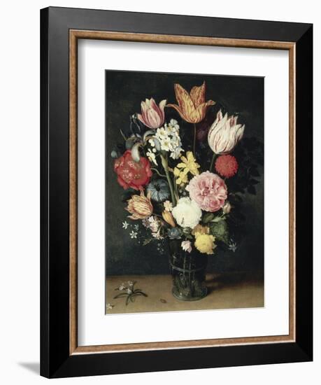 Tulips, Roses and Other Flowers in a Glass-Balthasar van der Ast-Framed Giclee Print