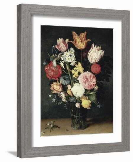 Tulips, Roses and Other Flowers in a Glass-Balthasar van der Ast-Framed Giclee Print