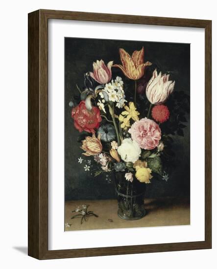 Tulips, Roses and Other Flowers in a Glass-Balthasar van der Ast-Framed Giclee Print