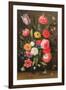 Tulips, Roses, Anemones in a Glass Vase with Butterflies and a Caterpillar-Jan van, the Elder Kessel-Framed Giclee Print