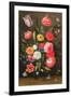 Tulips, Roses, Anemones in a Glass Vase with Butterflies and a Caterpillar-Jan van, the Elder Kessel-Framed Giclee Print