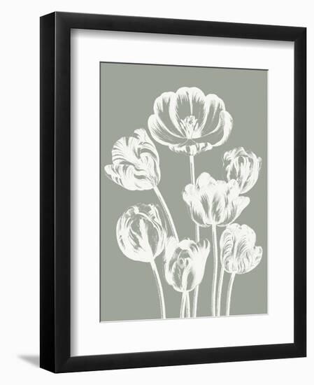 Tulips (Sage & Ivory)-Botanical Series-Framed Art Print