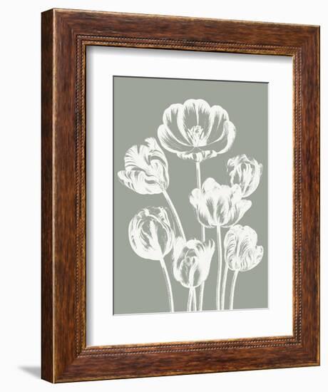 Tulips (Sage & Ivory)-Botanical Series-Framed Art Print