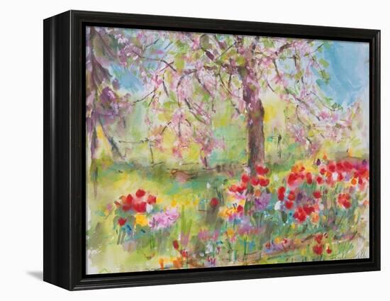 Tulips under Blossoming Appletree, 1991-Eva Fischer-Keller-Framed Premier Image Canvas