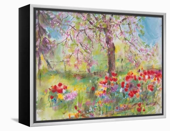 Tulips under Blossoming Appletree, 1991-Eva Fischer-Keller-Framed Premier Image Canvas