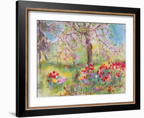 Tulips under Blossoming Appletree, 1991-Eva Fischer-Keller-Framed Giclee Print