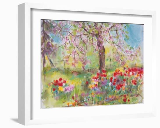 Tulips under Blossoming Appletree, 1991-Eva Fischer-Keller-Framed Giclee Print