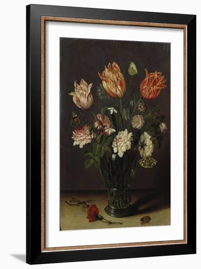 Tulips with Other Flowers in a Glass on a Table-George Wesley Bellows-Framed Giclee Print