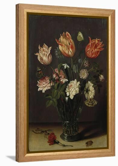 Tulips with Other Flowers in a Glass on a Table-George Wesley Bellows-Framed Premier Image Canvas