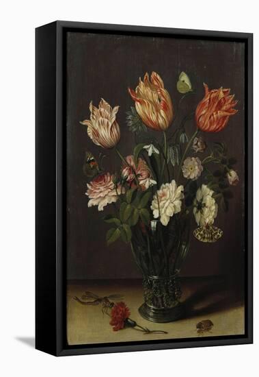 Tulips with Other Flowers in a Glass on a Table-George Wesley Bellows-Framed Premier Image Canvas