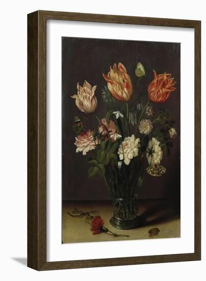 Tulips with Other Flowers in a Glass on a Table-George Wesley Bellows-Framed Giclee Print