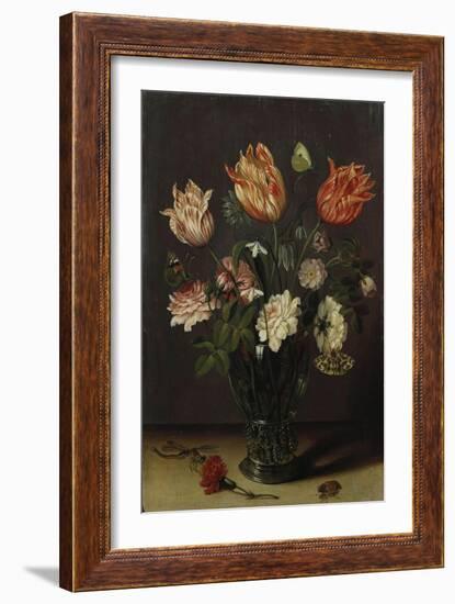 Tulips with Other Flowers in a Glass on a Table-George Wesley Bellows-Framed Giclee Print