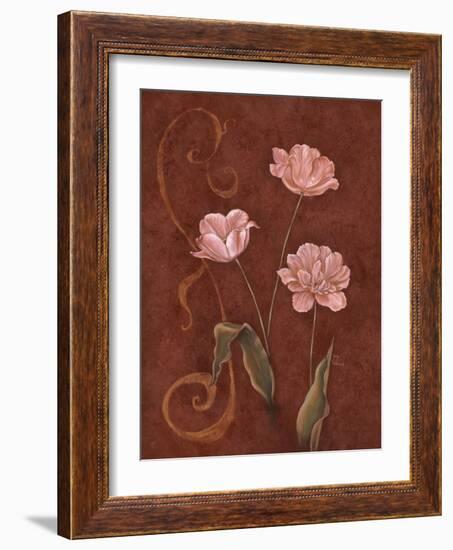 Tulips with Scroll 1-Judy Mastrangelo-Framed Giclee Print