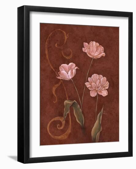 Tulips with Scroll 1-Judy Mastrangelo-Framed Giclee Print