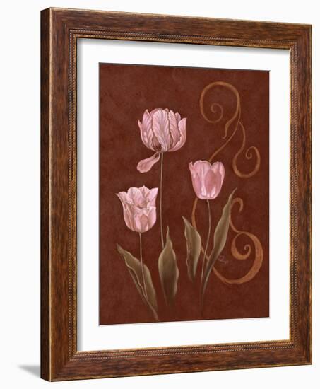 Tulips with Scroll 2-Judy Mastrangelo-Framed Giclee Print