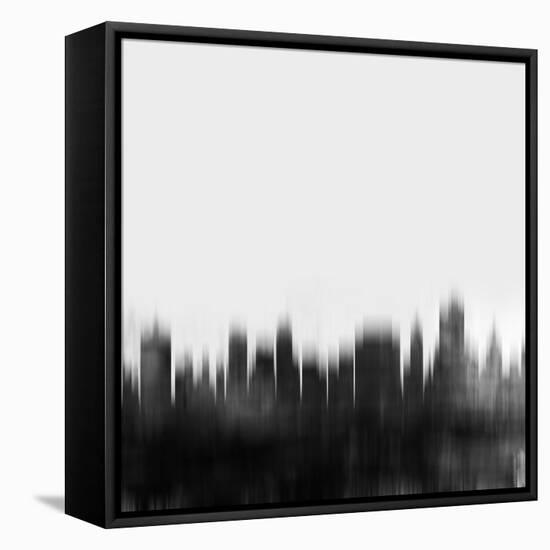 Tulsa City Skyline - Black-NaxArt-Framed Stretched Canvas