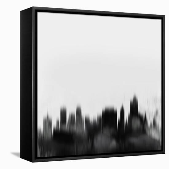 Tulsa City Skyline - Black-NaxArt-Framed Stretched Canvas