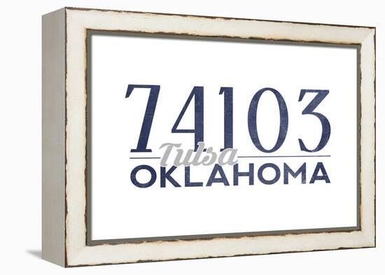 Tulsa, Oklahoma - 74103 Zip Code (Blue)-Lantern Press-Framed Stretched Canvas