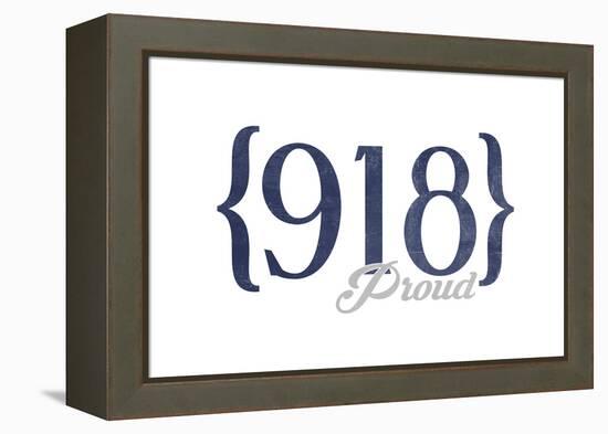 Tulsa, Oklahoma - 918 Area Code (Blue)-Lantern Press-Framed Stretched Canvas