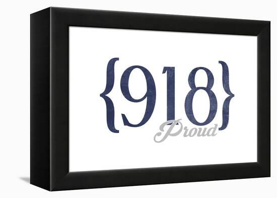 Tulsa, Oklahoma - 918 Area Code (Blue)-Lantern Press-Framed Stretched Canvas