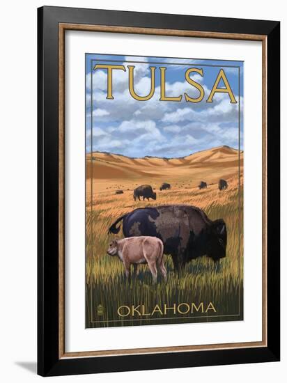 Tulsa, Oklahoma - Buffalo and Calf-Lantern Press-Framed Premium Giclee Print