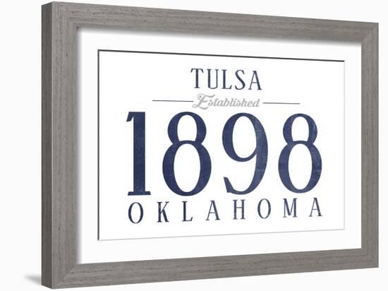 Tulsa, Oklahoma - Established Date (Blue)-Lantern Press-Framed Art Print