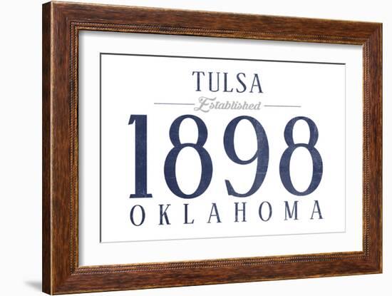 Tulsa, Oklahoma - Established Date (Blue)-Lantern Press-Framed Art Print