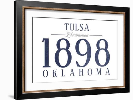 Tulsa, Oklahoma - Established Date (Blue)-Lantern Press-Framed Art Print